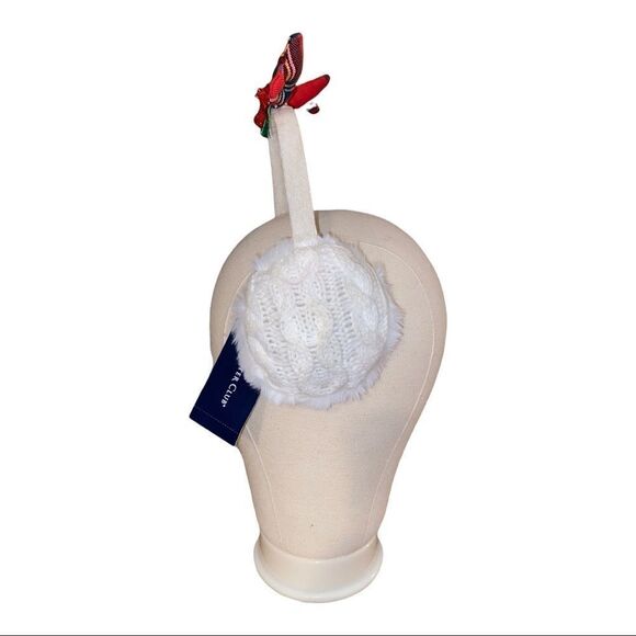 Charter Club Cable Knit Ivory Reindeer Earmuffs - Picture 5 of 8